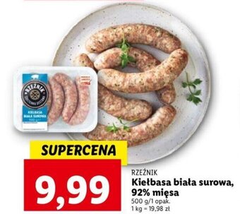 Lidl RZEŹNIK Kiełbasa biała surowa, 92% mięsa 500 g oferta