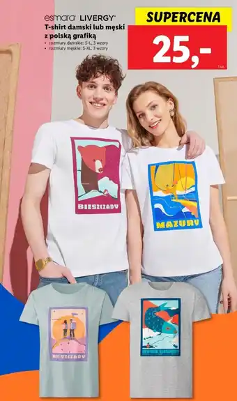 Lidl Esmara LIVERGY T-shirt damski lub męski z polską grafiką oferta