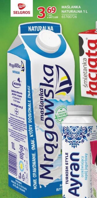 Selgros MAŚLANKA NATURALNA 1 L oferta