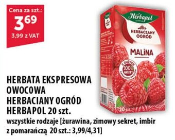 Eurocash HERBATA EKSPRESOWA OWOCOWA HERBACIANY OGRÓD HERBAPOL 20 szt. oferta
