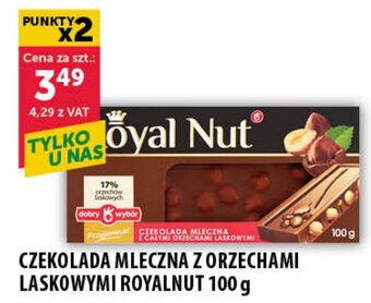 Eurocash CZEKOLADA MLECZNA Z ORZECHAMI LASKOWYMI ROYALNUT 100 g oferta