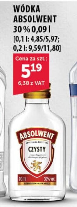 Eurocash WÓDKA ABSOLWENT 30% 0,09l oferta