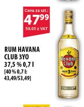 Eurocash RUM HAVANA CLUB 3YO 37,5% 0,7l oferta