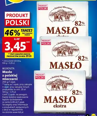 Lidl MLEKOVITA MASŁO z polskiej mleczarni 200g oferta