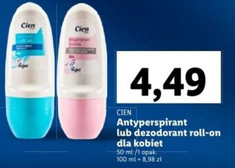 Lidl CIEN Antyperspirant lub dezodorant roll-on dla kobiet 50ml oferta