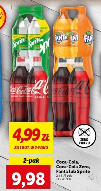 Lidl Coca-Cola, Coca-Cola Zero, Fanta lub Sprite 2x1l oferta