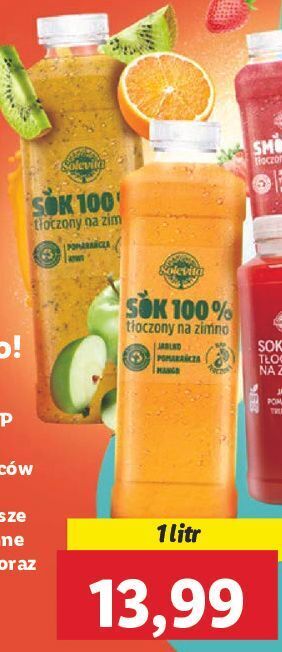 Lidl Sok 100% tłoczony jabłko-pomarańcza-mango solevita oferta