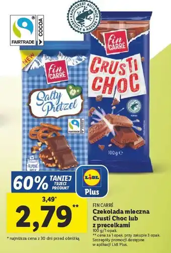 Lidl Czekolada ze słonymi preclami fin carre oferta