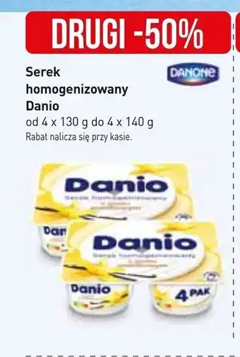 Stokrotka DANONE Serek homogenizowany Danio od 4 x 130 g do 4 x 140 g oferta