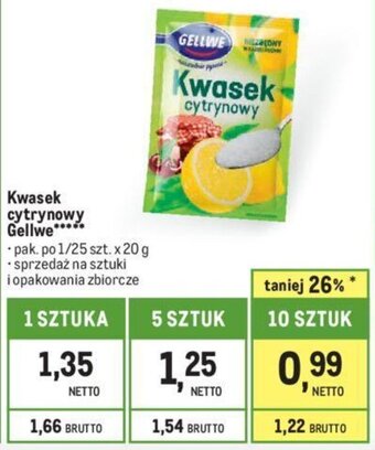 Kwasek cytrynowy Gellwe 20g