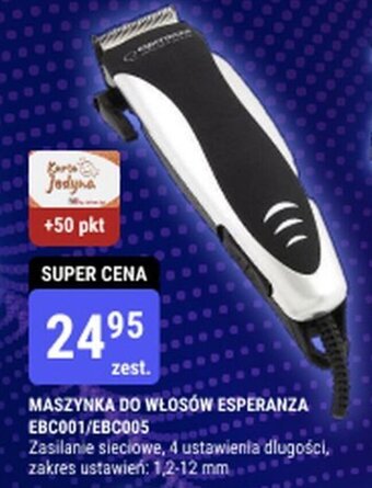 bi1 MASZYNKA DO WŁOSÓW ESPERANZA EBC001/EBC005 oferta