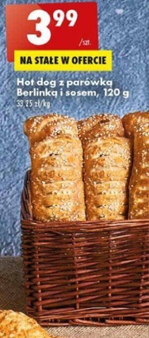 Biedronka Hot dog z parówką Berlinką i sosem, 120 g oferta