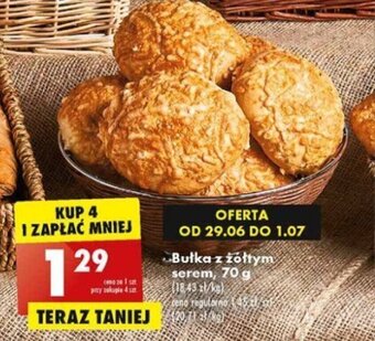 Biedronka Bułka z żółtym serem, 70 g oferta
