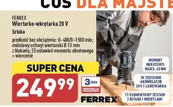 ALDI Wiertarko-wkrętarka 20v ferrex oferta