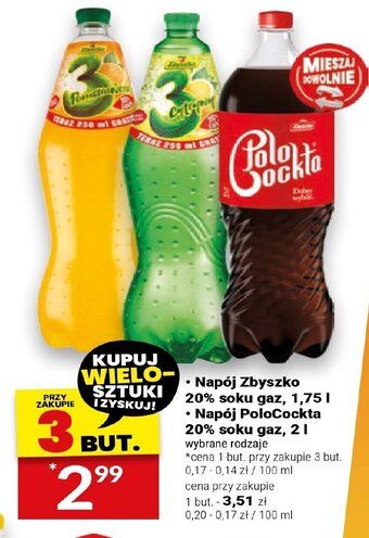 Napój Zbyszko 20% soku gaz, 1,75 l