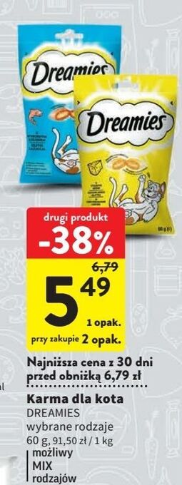 Intermarche Przysmak dla kota z serem dreamies oferta