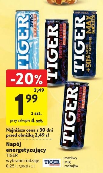 Intermarche Napój zero tiger energy drink oferta