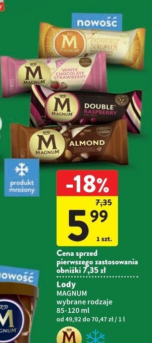 Intermarche Lód raspberry algida magnum double oferta
