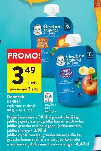 Intermarche Deserek jabłko jagoda banan gerber natual for baby oferta