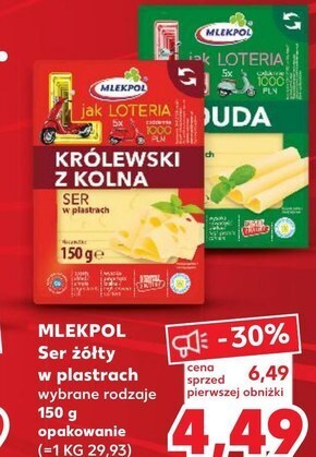 Kaufland Mlekpol ser królewski z kolna w plastrach 150 g oferta