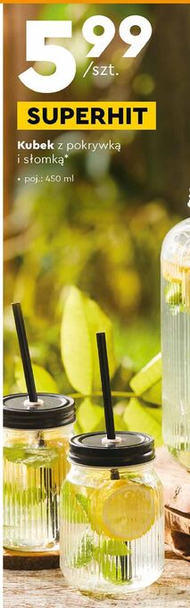 Biedronka Kubek ze słomką i pokrywką 450 ml oferta