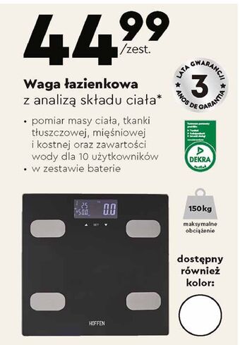 Biedronka Waga łazienkowa z pomiarem parametrów hoffen oferta