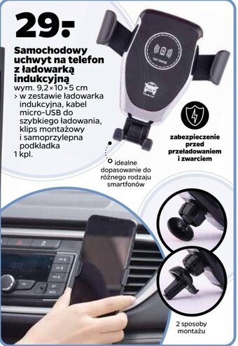 Netto Samochodowy uchwyt na telefon z ładowarką indukcyjną oferta