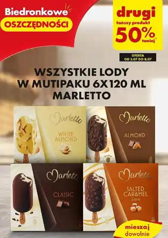 Biedronka WSZYSTKIE LODY W MUTIPAKU 6X120 ML MARLETTO oferta