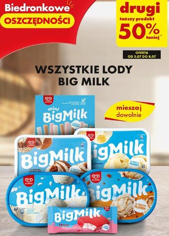 Biedronka WSZYSTKIE LODY BIG MILK oferta