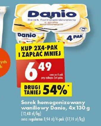 Biedronka Serek homogenizowany waniliowy Danio, 4x 130 g oferta