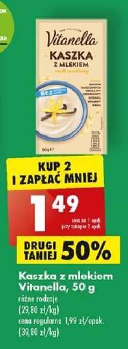 Biedronka Kaszka z mlekiem Vitanella, 50 g oferta
