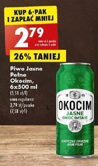 Biedronka Piwo Jasne Pełne Okocim, 500 ml oferta