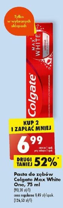 Biedronka Pasta do zębów Colgate Max White One, 75 ml oferta