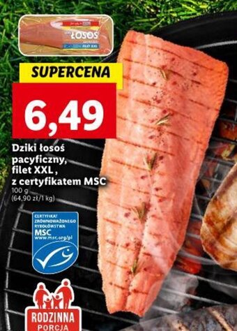 Lidl Dziki łosoś pacyficzny, filet XXL, z certyfikatem MSC 100 g oferta