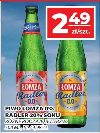 Top Market ŁOMŻA PIWO 0% RADLER 20% SOKU RÓŻNE RODZAJE 500 ML oferta