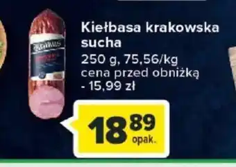 Carrefour Krakus Kiełbasa krakowska sucha 250g oferta