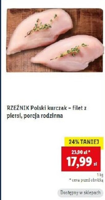 Lidl RZEŹNIK Polski kurczak - filet z piersi, 1kg oferta