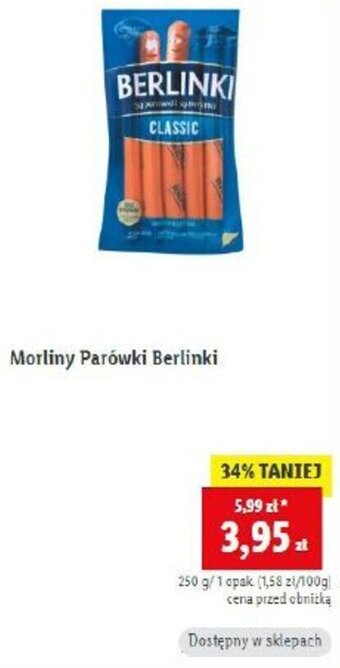 Lidl Morliny Parówki Berlinki 250g oferta