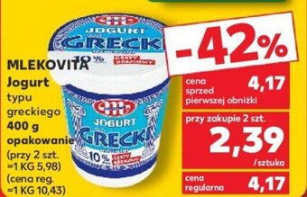 Kaufland MLEKOVITA Jogurt typu greckiego 400 g oferta