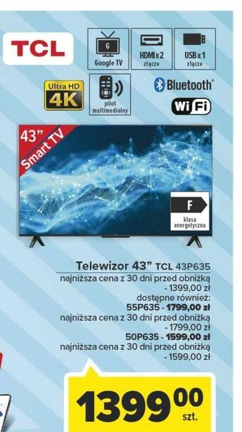 Carrefour Telewizor 43 led 43p635 tcl oferta