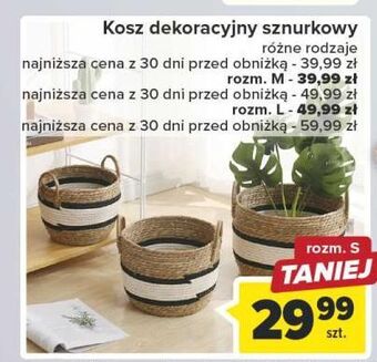 Carrefour Kosz dekoracyjny sznurkowy rozm. l oferta