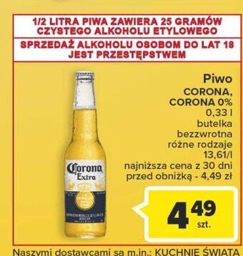 Carrefour Piwo corona extra 0.0% oferta