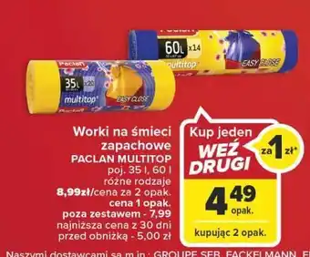 Carrefour Worki na śmieci multitop lux 35 l paclan oferta