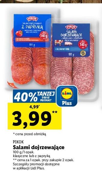 Lidl Salami z papryką pikok oferta