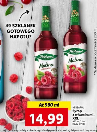 Lidl Syrop malinowy z dziką różą herbapol oferta