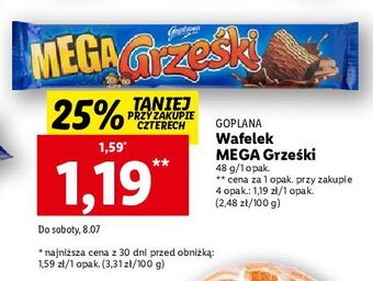 Lidl Wafelek kakaowy w czekoladzie deserowej grześki mega oferta