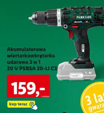 Lidl Wiertarko-wkrętarka akumulatorowa z udarem 20 v parkside oferta