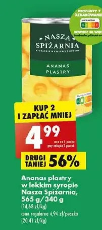 Biedronka Ananas w lekkim syropie plastrach nasza spiżarnia oferta