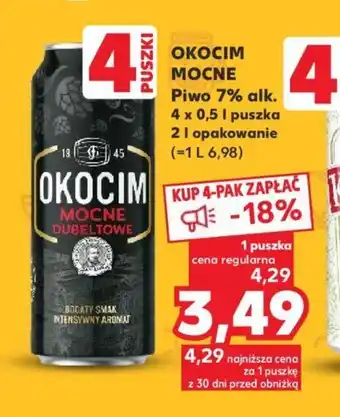 OKOCIM MOCNE Piwo 7% alk. 4 x 0,5 l puszka 2l