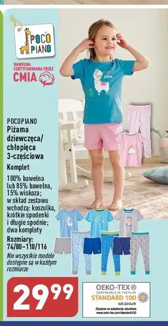 ALDI Piżama bawełniana chłopięca z bawełną bio rozm. 74/80-110/116 oferta